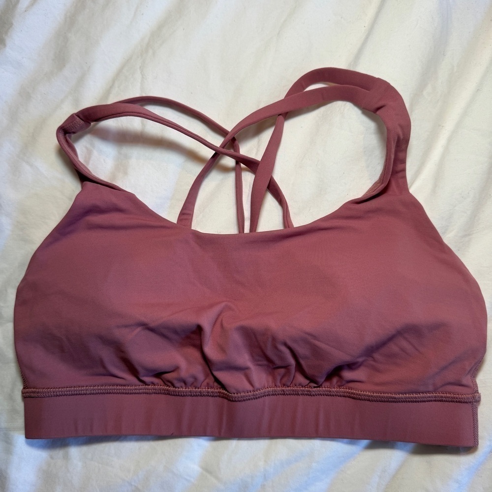 Lululemon Energy Bra Size 6 Spanish Rose Pink Strappy Medium Support - Picture 3 of 5